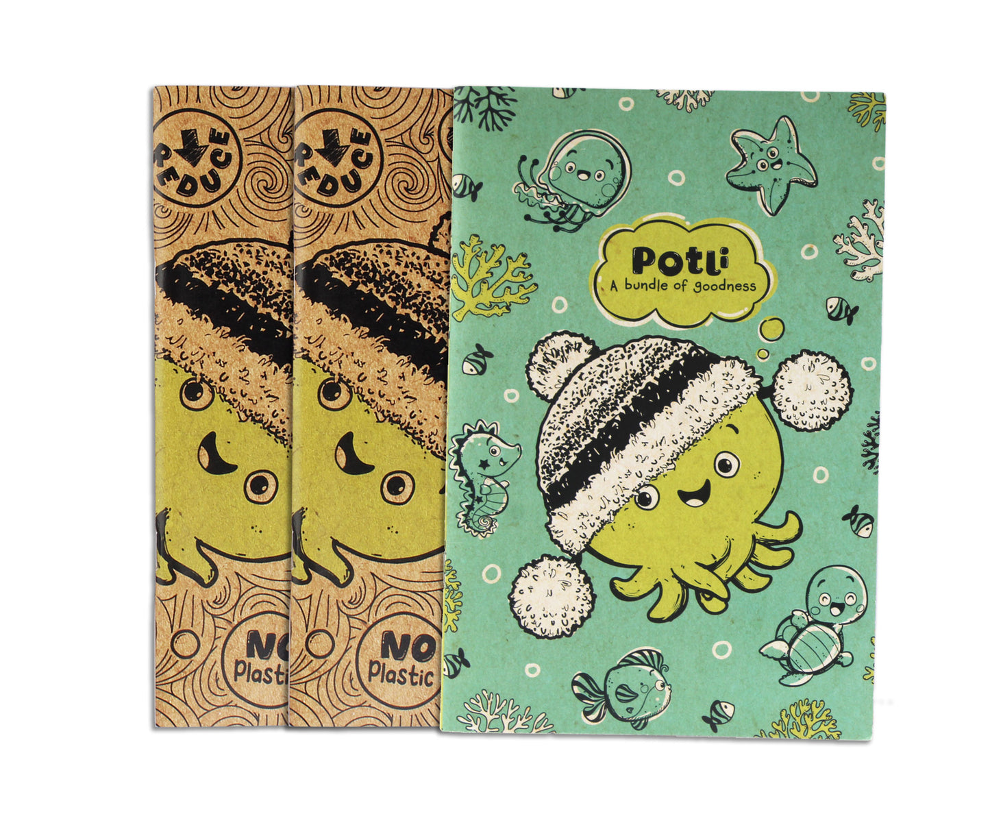 Combo Pack of 3 (2 Brown & 1 Green) Notebook